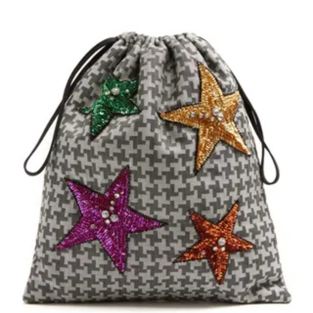 The Attico Houndstooth Sequin Pouch Bag